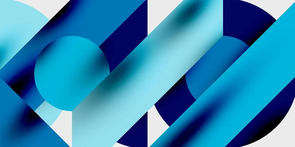 Abstract composition featuring overlapping blue shapes. Circles, rectangles 스톡 일러스트