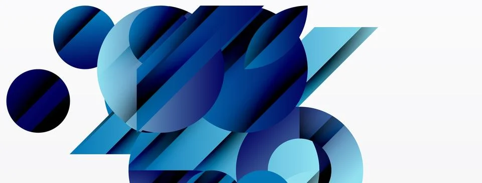 Abstract composition featuring overlapping blue shapes. Circles, rectangles イラスト素材