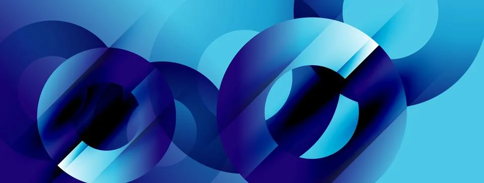 Abstract composition featuring overlapping blue circles, creating dynamic Stock Illustration
