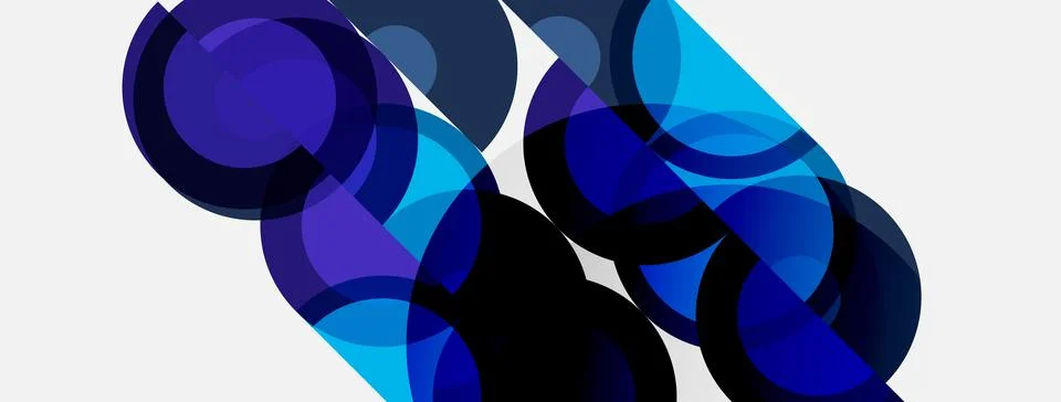 Abstract composition featuring overlapping blue circles, creating dynamic v.. 스톡 일러스트