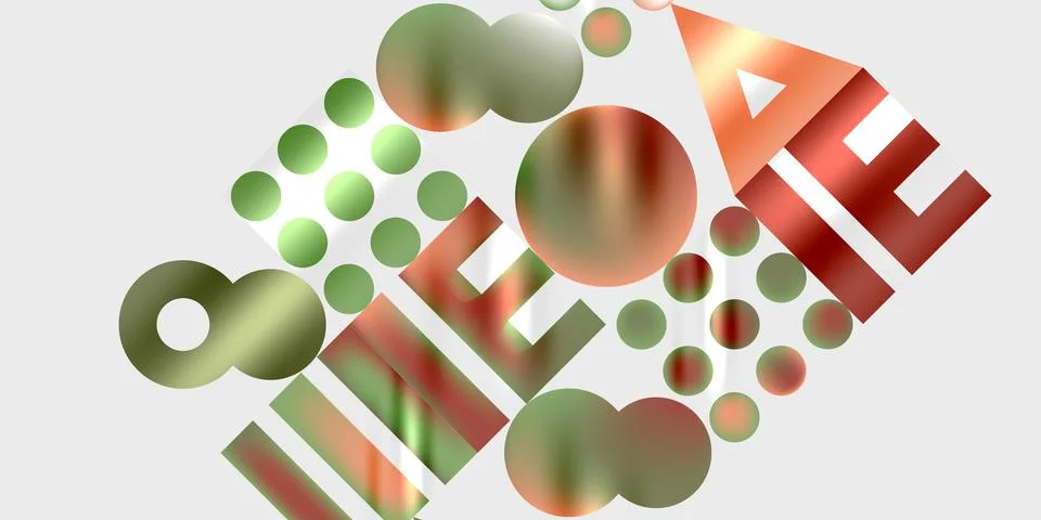 Abstract composition featuring overlapping circles, rectangles, triangle. Green, Stock Illustration