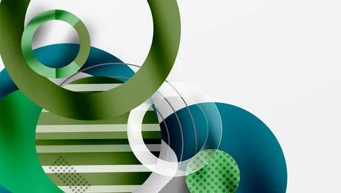 Abstract composition featuring overlapping circles, lines, gradients. Green, 스톡 일러스트