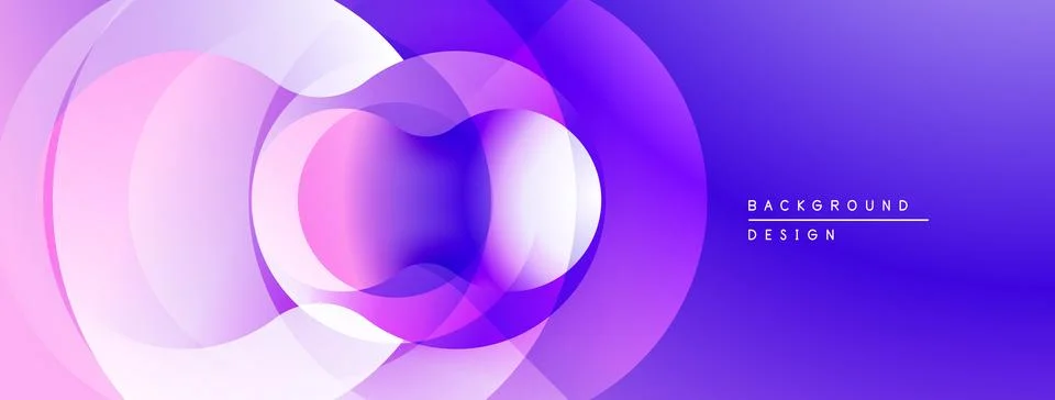 Abstract composition featuring overlapping circles. Gradient shades transition Stock Illustration