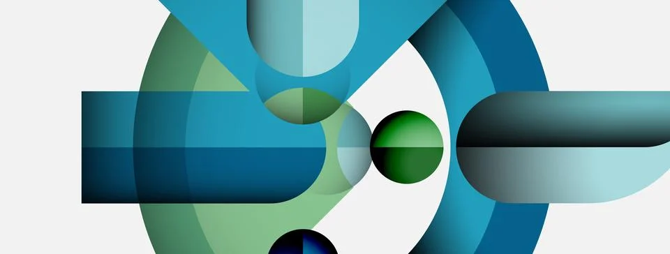 Abstract composition featuring overlapping circles, rectangles. Shades include イラスト素材