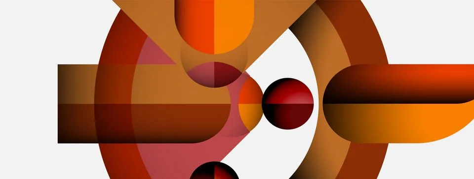 Abstract composition featuring overlapping circles, rectangles. Warm color 스톡 일러스트