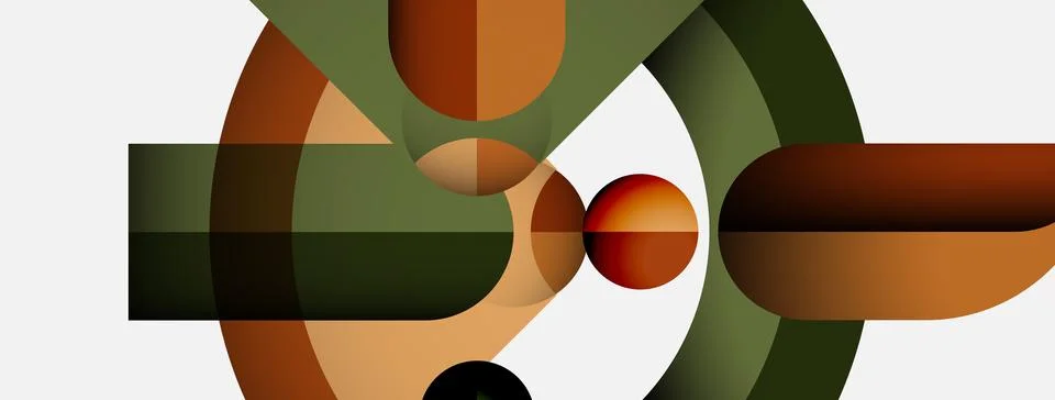 Abstract composition featuring overlapping circles, rectangles. Earthy tones 스톡 일러스트