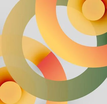 Abstract composition featuring overlapping circles, gradients. Warm colors 스톡 일러스트