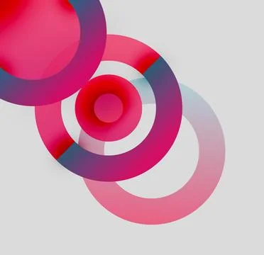 Abstract composition featuring overlapping circles. Shades range from deep red Stock Illustration