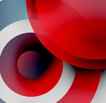 Abstract composition featuring overlapping circles. Red, white, blue hues create Illustrazione stock