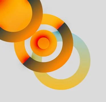 Abstract composition featuring overlapping circles, vibrant orange hues, subtle Illustrazione stock