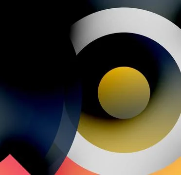 Abstract composition featuring overlapping circles. Colors include yellow, white Stock Illustration
