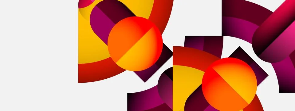 Abstract composition featuring overlapping circles, rectangles. Warm colors Illustrazione stock