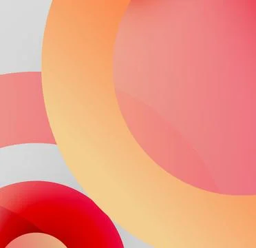 Abstract composition featuring overlapping circles. Warm colors dominate, Stock Illustration