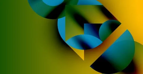 Abstract composition featuring overlapping circles, vibrant colors. Green, Stock Illustration