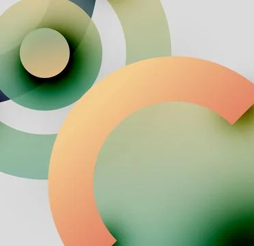Abstract composition featuring overlapping circles. Soft gradients create depth, Stock Illustration