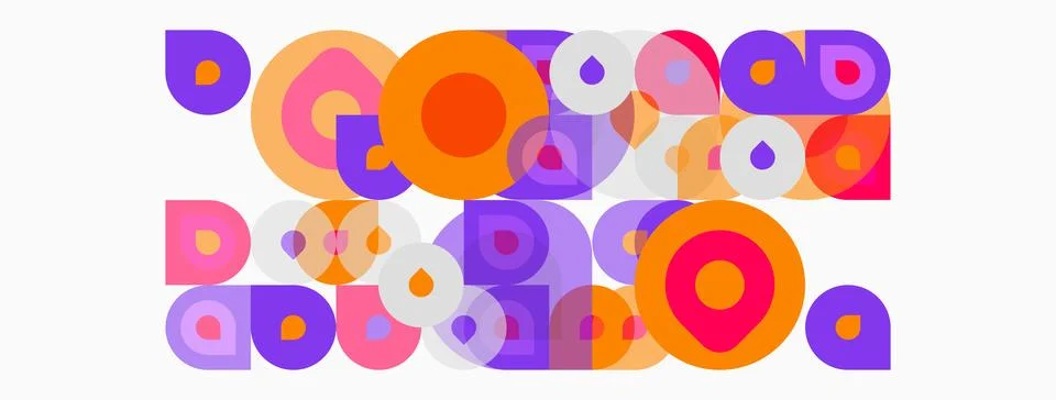 Abstract composition featuring overlapping circles, vibrant hues, playful d.. Stock Illustration