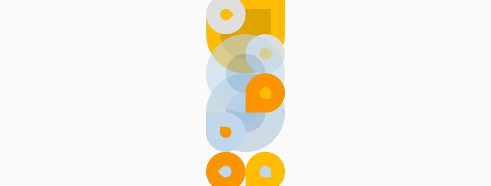 Abstract composition featuring overlapping circles, rectangles. Colors includ Stockillustratie