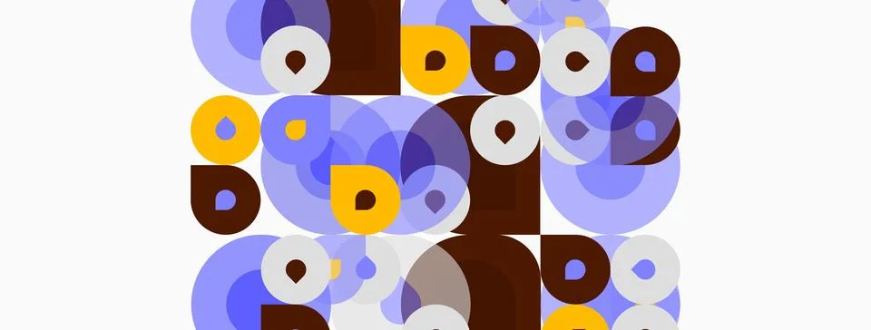 Abstract composition featuring overlapping circles, squares. Colors include Illustrazione stock
