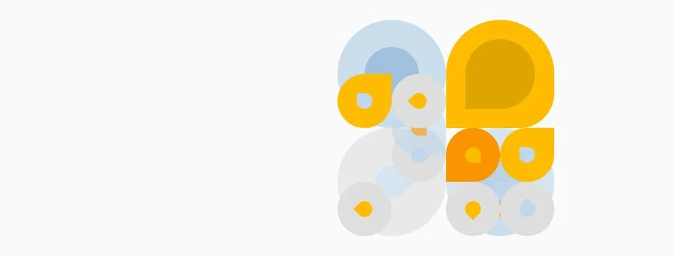 Abstract composition featuring overlapping circles. Soft yellow, pale blue hu Stock Illustration