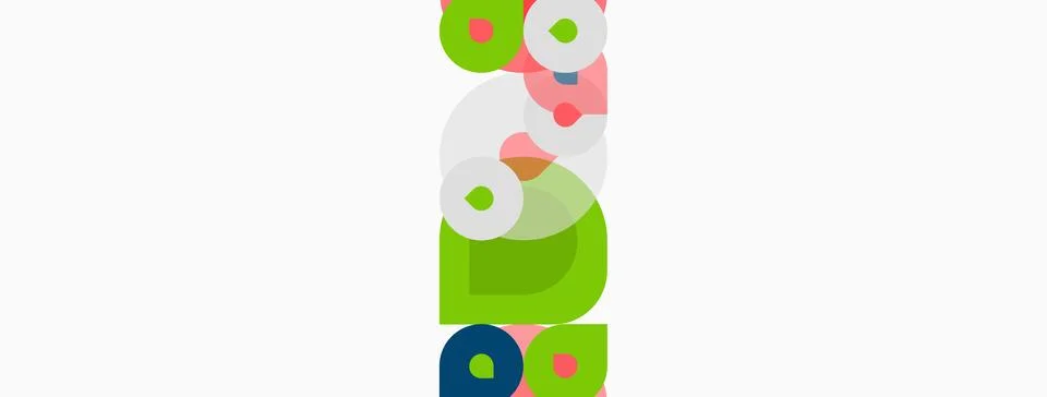 Abstract composition featuring overlapping circles, rectangles. Colors includ 스톡 일러스트