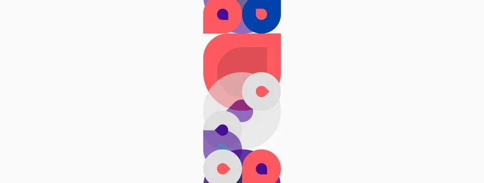 Abstract composition featuring overlapping circles, squares, rectangles. Pink Illustrazione stock