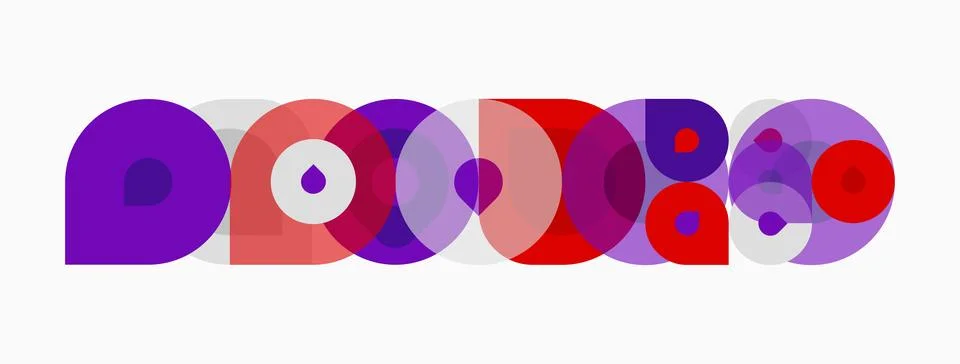 Abstract composition featuring overlapping circles. Purple, red, pink hues Stock Illustration