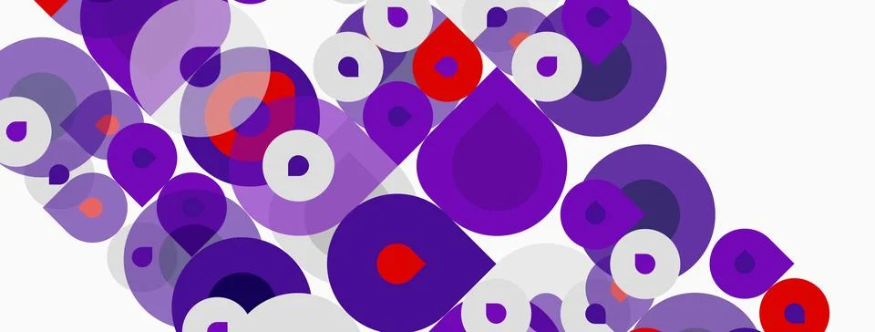 Abstract composition featuring overlapping circles, squares, red accents. P.. 스톡 일러스트