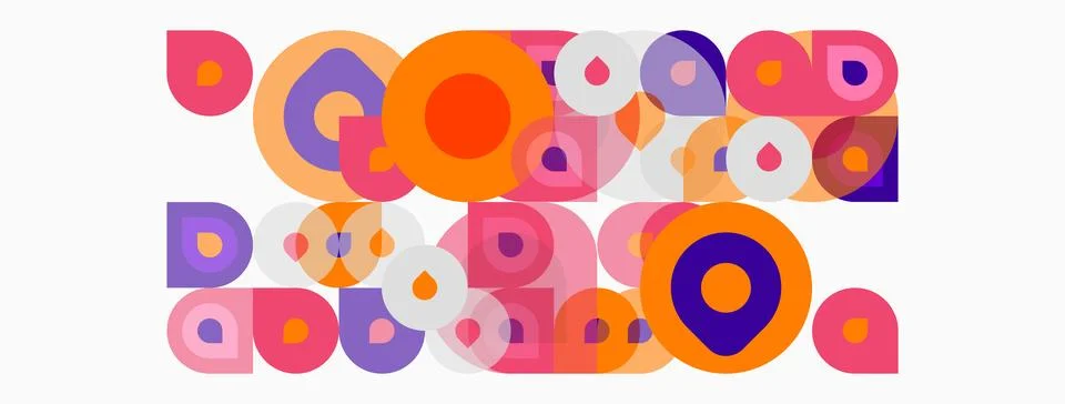 Abstract composition featuring overlapping circles, squares, rectangles. Vi.. 스톡 일러스트