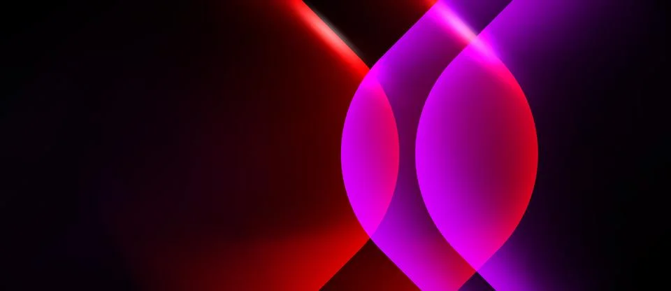 Abstract composition featuring overlapping circles, vibrant magenta, red hues Stock Illustration