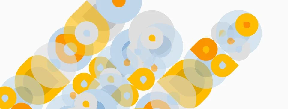 Abstract composition featuring overlapping circles, squares, rectangles. Warm Illustrazione stock