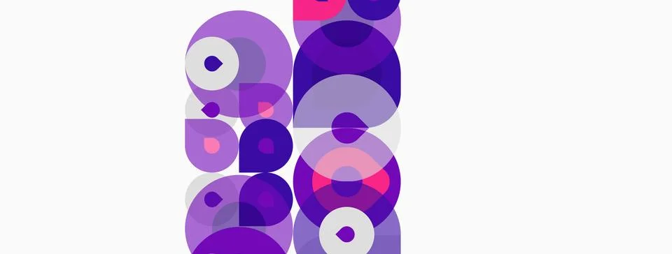 Abstract composition featuring overlapping circles. Shades range from vibrant Stock Illustration
