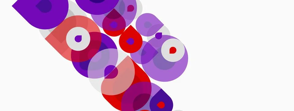 Abstract composition featuring overlapping circles. Purple, red, pink hues 스톡 일러스트