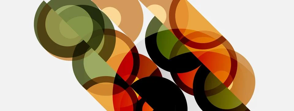 Abstract composition featuring overlapping circles, rectangles. Warm colors 스톡 일러스트