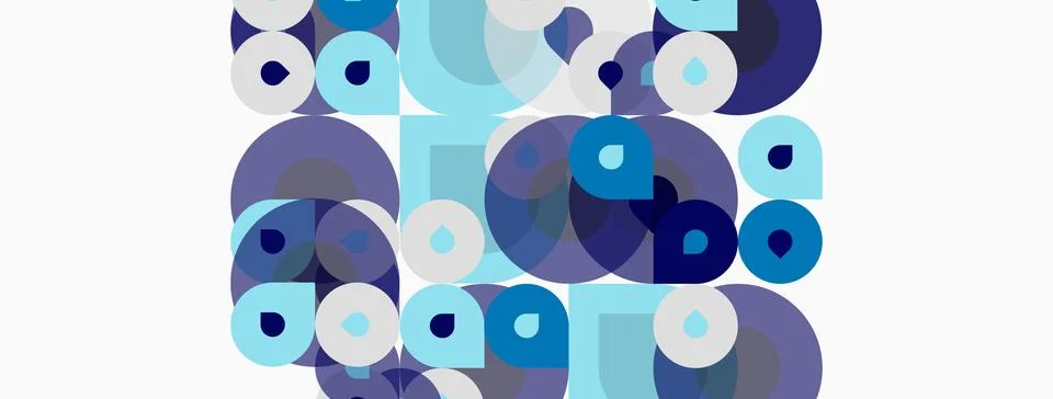 Abstract composition featuring overlapping circles, squares. Various shades.. 스톡 일러스트
