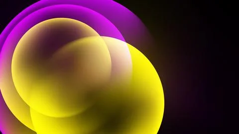 Abstract composition featuring overlapping circles. Vibrant yellow, gold, p.. Stock Illustration