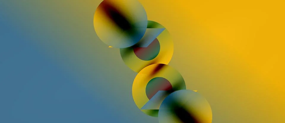 Abstract composition featuring overlapping circles, gradient colors. Blue Stock Illustration