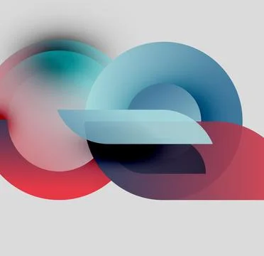 Abstract composition featuring overlapping colorful circles, rectangles. Soft 스톡 일러스트