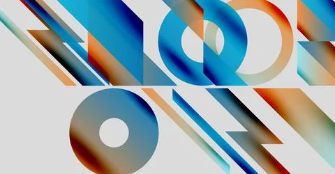 Abstract composition featuring overlapping colorful shapes. Blue, orange hues 스톡 일러스트