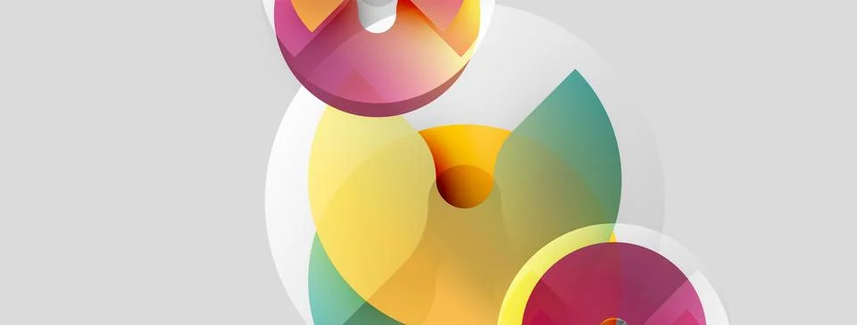 Abstract composition featuring overlapping colorful circles. Soft gradients Stock Illustration