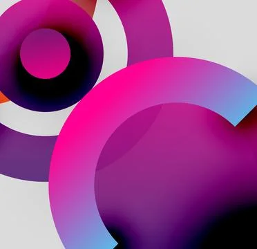 Abstract composition featuring overlapping colorful circles. Gradient shades Stock Illustration