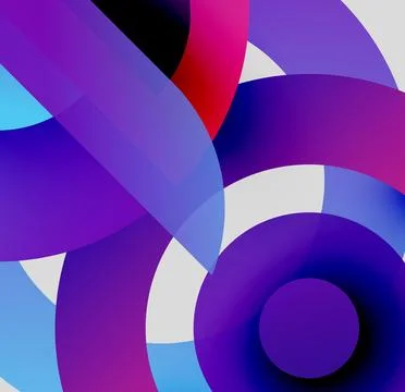 Abstract composition featuring overlapping colorful circles. Shades range from Stock Illustration