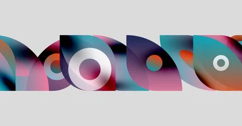 Abstract composition featuring overlapping colorful circles, rectangles. Modern イラスト素材