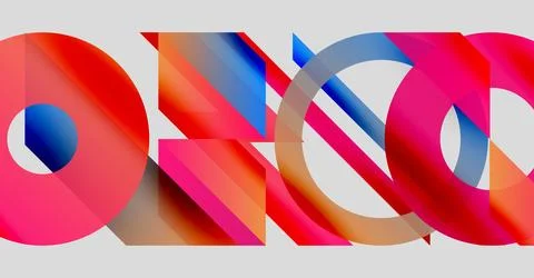 Abstract composition featuring overlapping colorful shapes. Circles, rectangles Stock Illustration