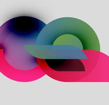 Abstract composition featuring overlapping colorful circles. Gradient hues blend 스톡 일러스트