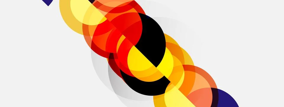 Abstract composition featuring overlapping colorful circles. Dynamic arrang.. Stock Illustration