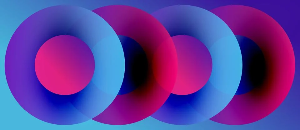 Abstract composition featuring overlapping colorful circles. Gradient hues .. Stock Illustration