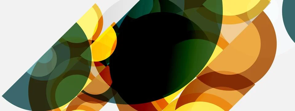 Abstract composition featuring overlapping curved shapes. Warm, cool tones .. Stock Illustration
