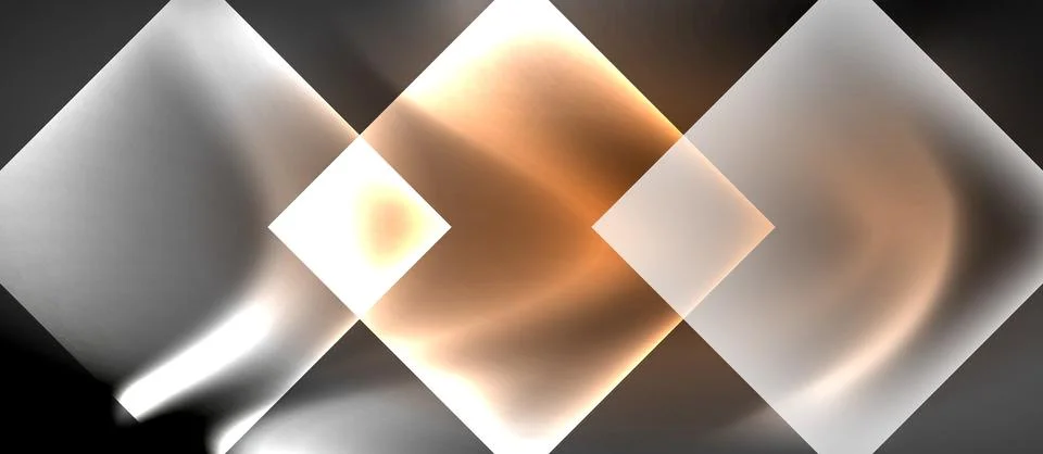 Abstract composition featuring overlapping diamond shapes. Metallic textures, Stock Illustration