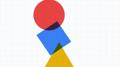 Abstract composition featuring overlapping geometric shapes in vibrant colors Video stock 335117905