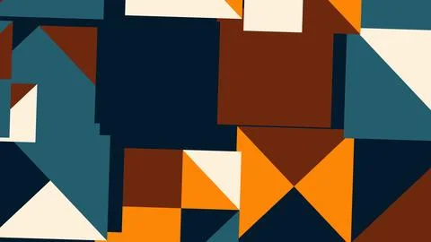 Abstract composition featuring overlapping geometric shapes in navy, teal, br Illustration